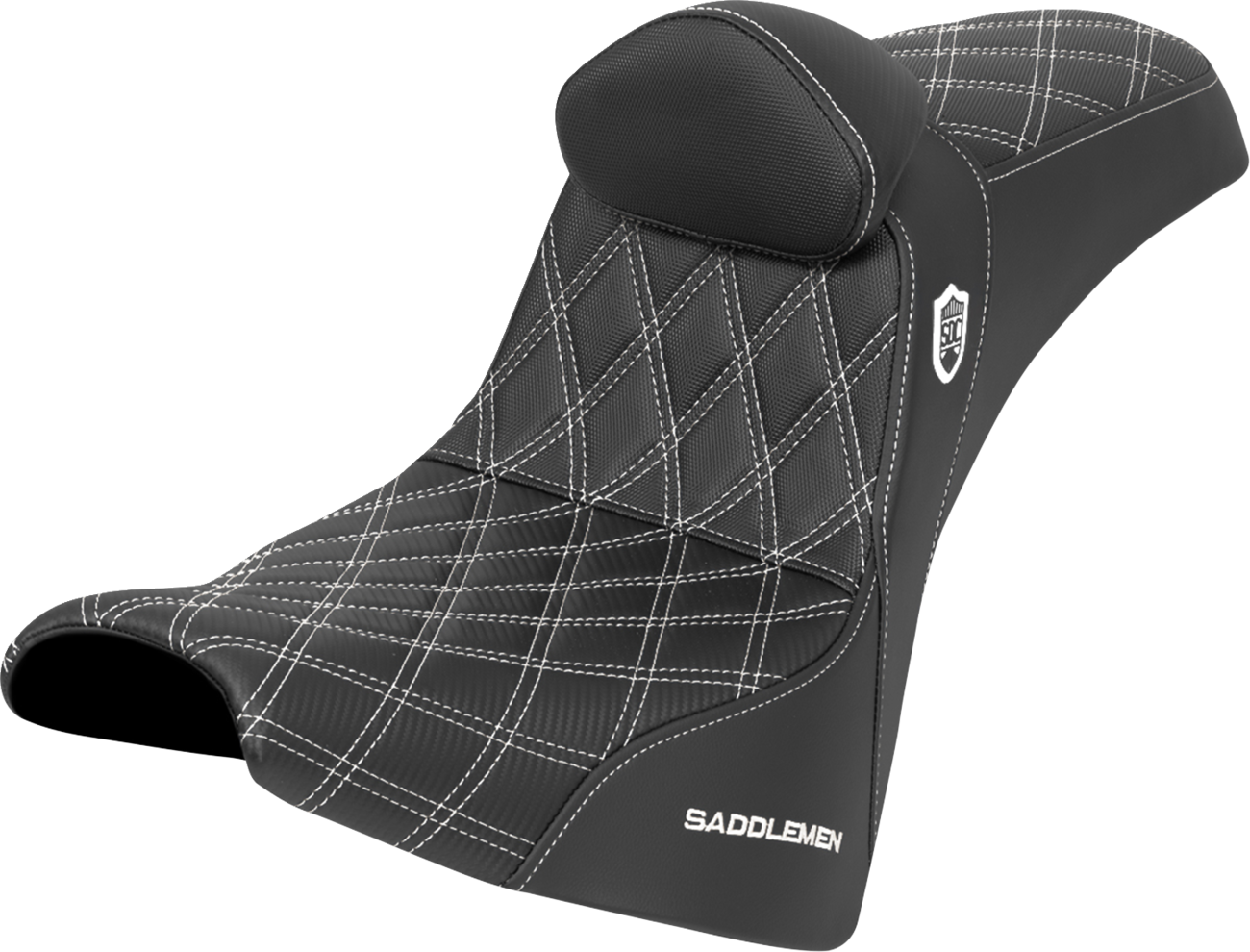SADDLEMEN Pro Series SDC Performance Seat - w/ Backrest - White Stitch - Gripper - FXBB/FXST '18-'25 SC81830DB6