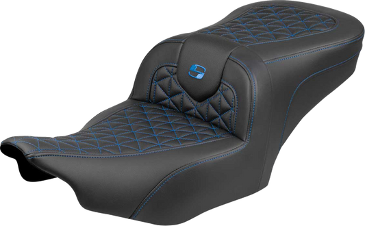 SADDLEMEN Roadsofa™ Seat - without Backrest - Blue Stitch - FLH/FLT '23-'25 823-07-21001