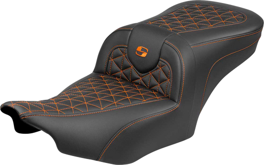 SADDLEMEN Roadsofa™ Seat - without Backrest - Orange Stitch - FLH/FLT '23-'25 823-07-21003