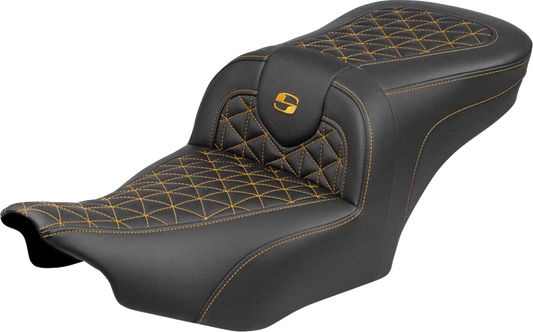 SADDLEMEN Roadsofa™ Seat - without Backrest - Gold Stitch - FLH/FLT '23-'25 823-07-21007