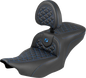 SADDLEMEN Roadsofa™ Seat - with Backrest - Blue Stitch - FLH/FLT '23-'25 823-07-210B1