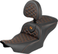 SADDLEMEN Roadsofa™ Seat - with Backrest - Orange Stitch - FLH/FLT '23-'25 823-07-210B3