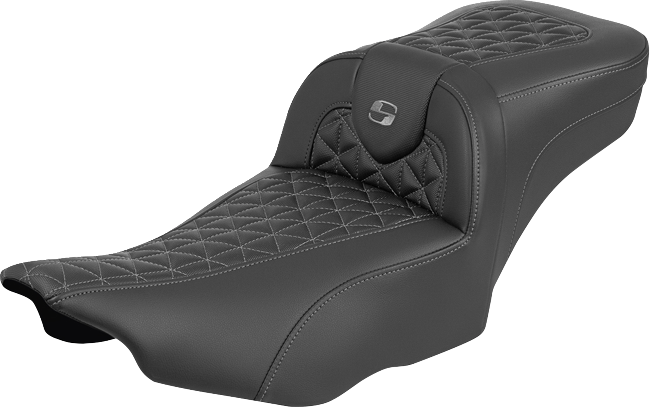 SADDLEMEN Roadsofa™ Extended Reach Seat - without Backrest - Tri-Gripper Gray Stitch - FLH/FLT '23-'25 823-07-21102