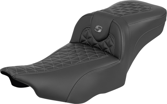 SADDLEMEN Roadsofa™ Extended Reach Seat - without Backrest - Tri-Gripper Gray Stitch - FLH/FLT '23-'25 823-07-21102