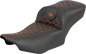 SADDLEMEN Roadsofa™ Extended Reach Seat - without Backrest - Tri-Gripper Orange Stitch - FLH/FLT '23-'25 823-07-21103