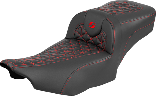 SADDLEMEN Roadsofa™ Extended Reach Seat - without Backrest - Red Stitch - FLH/FLT '23-'25 823-07-21104