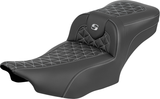SADDLEMEN Roadsofa™ Extended Reach Seat - without Backrest - Silver Stitch - FLH/FLT '23-'25 823-07-21105