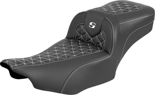 SADDLEMEN Roadsofa™ Extended Reach Seat - without Backrest - White Stitch - FLH/FLT '23-'25 823-07-21106
