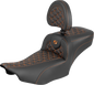 SADDLEMEN Roadsofa™ Extended Reach Seat - with Backrest - Orange Stitch - FLH/FLT '23-'25 823-07-211B3