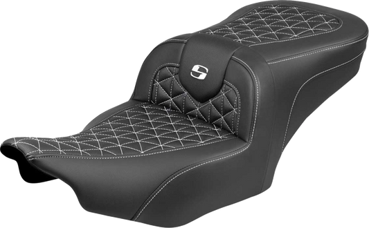 SADDLEMEN Roadsofa™ Seat - without Backrest - White Stitch - FLH/FLT '23-'25 823-07-21006