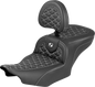 SADDLEMEN Roadsofa™ Seat - with Backrest - White Stitch - FLH/FLT '23-'25 823-07-210B6