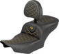 SADDLEMEN Roadsofa™ Seat - with Backrest - Gold Stitch - FLH/FLT '23-'25 823-07-210B7