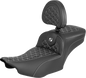 SADDLEMEN Roadsofa™ Extended Reach Seat - with Backrest - White Stitch - FLH/FLT '23-'25 823-07-211B6