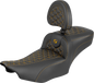 SADDLEMEN Roadsofa™ Extended Reach Seat - with Backrest - Gold Stitch - FLH/FLT '23-'25 823-07-211B7