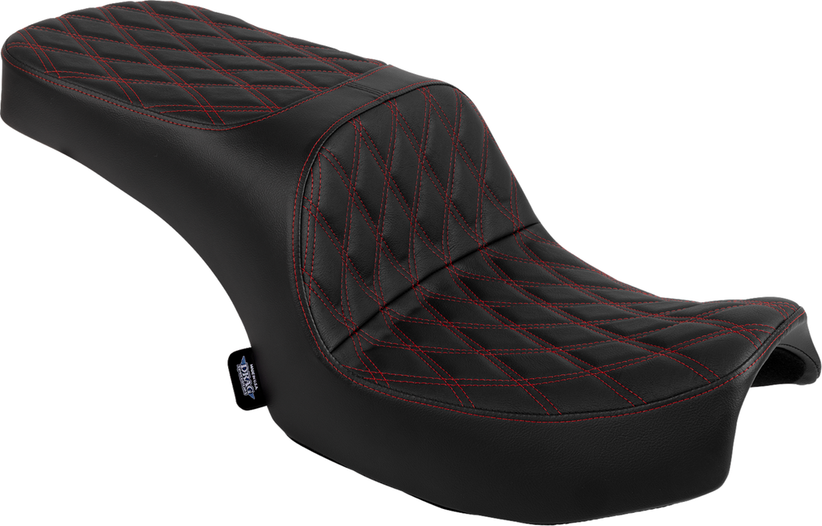 DRAG SPECIALTIES SEATS Freedom Seat - Vinyl - Double Diamond Red Stitch - Challenger '20-'25/Chieftain '25 4722D