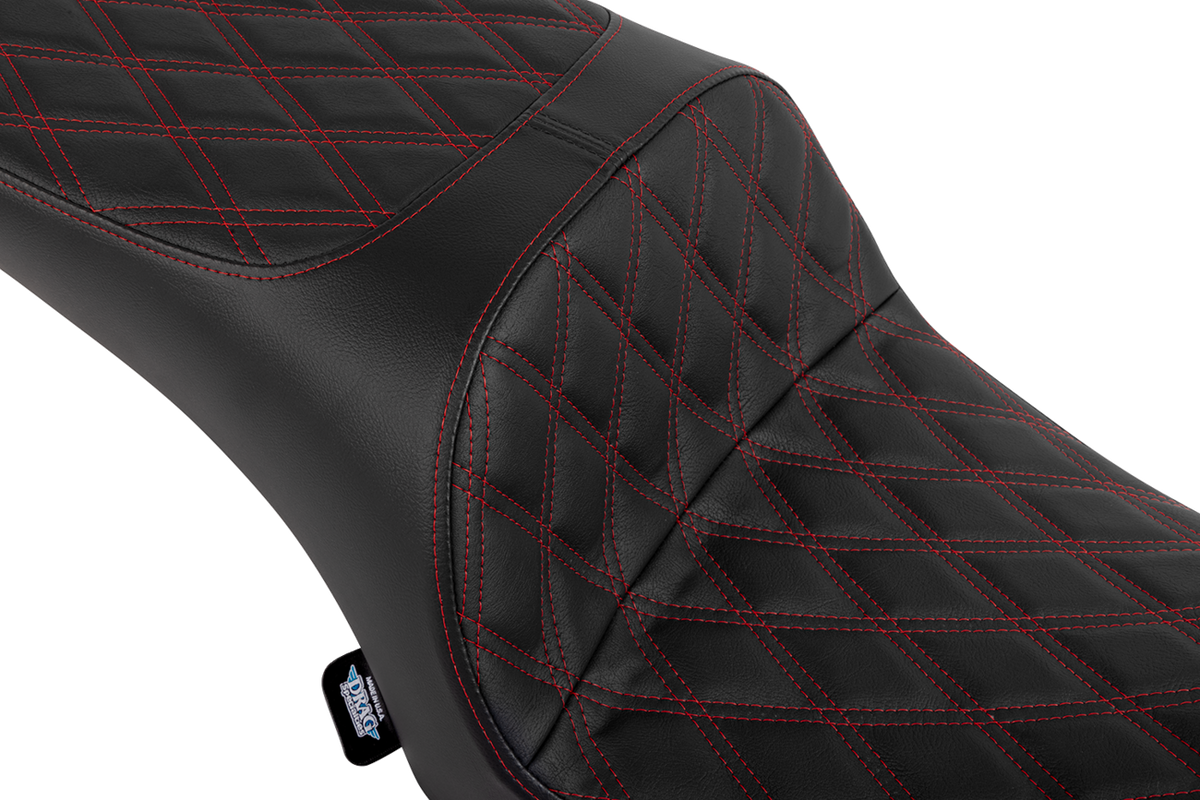 DRAG SPECIALTIES SEATS Freedom Seat - Vinyl - Double Diamond Red Stitch - Challenger '20-'25/Chieftain '25 4722D