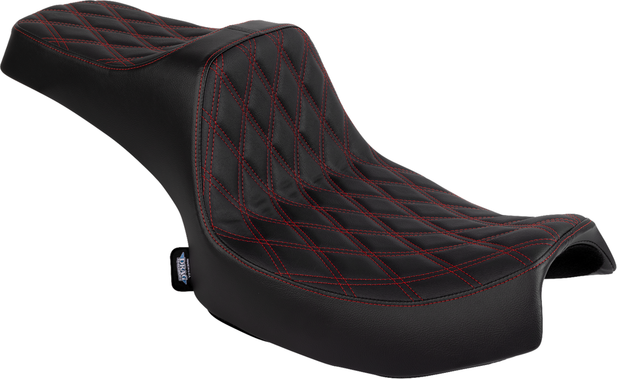 DRAG SPECIALTIES SEATS Predator III 2-Up Seat - Vinyl - Double Diamond - Red Stitch - Chieftain '25/Challenger '20-'25 4720D
