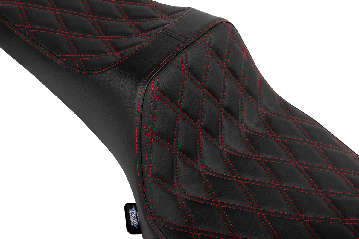 DRAG SPECIALTIES SEATS Predator III 2-Up Seat - Vinyl - Double Diamond - Red Stitch - Chieftain '25/Challenger '20-'25 4720D