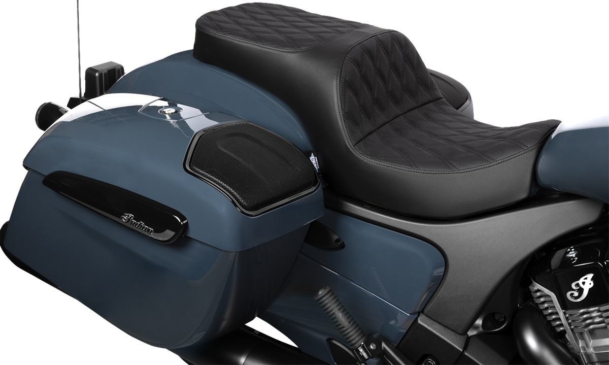 DRAG SPECIALTIES SEATS Freedom Seat - Vinyl - Double Diamond Black Stitch - Challenger '20-'25/Chieftain '25 4722B