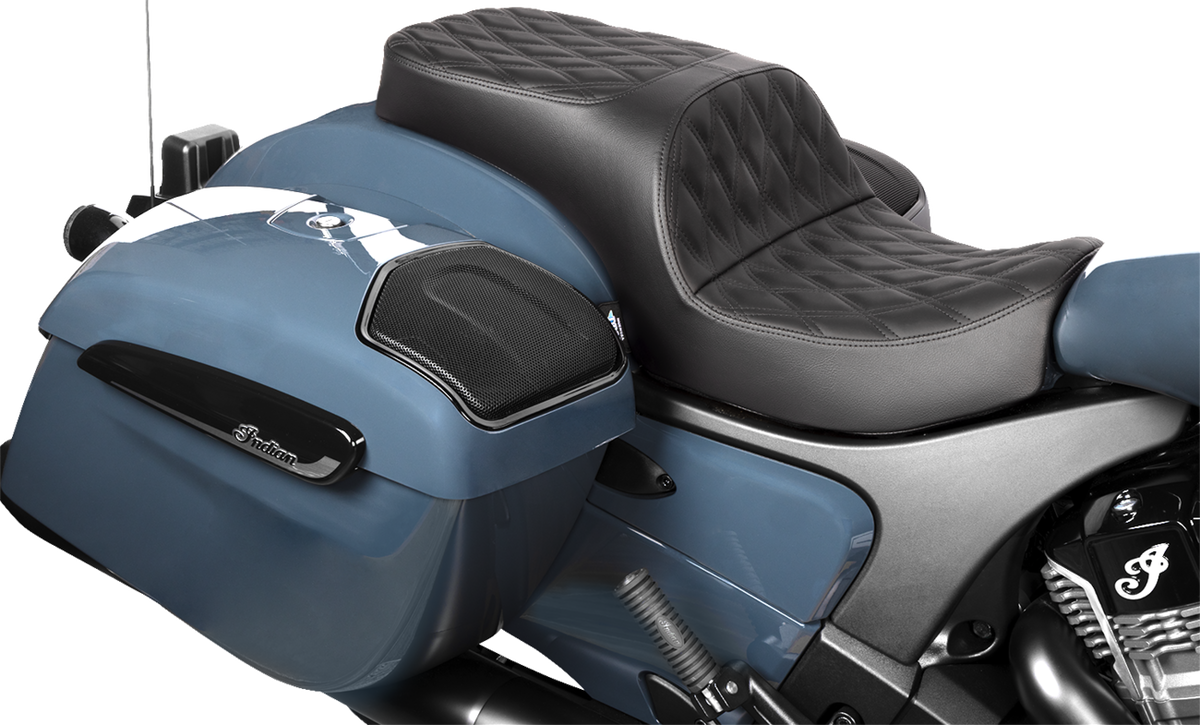 DRAG SPECIALTIES SEATS Freedom Seat - Vinyl/Solar Leather - Double Diamond Black Stitch - Challenger '20-'25/Chieftain '25 4755F