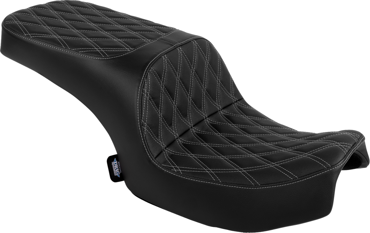DRAG SPECIALTIES SEATS Freedom Seat - Vinyl - Double Diamond Silver Stitch - Challenger '20-'25/Chieftain '25 4722C