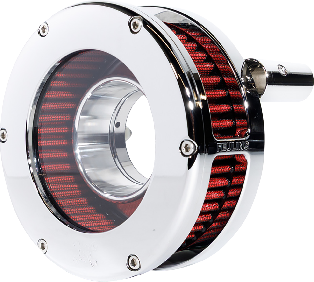 FEULING PARTS Slim BA Air Cleaner Kit - Chrome/Clear - Red Filter - Twin Cam 5448-S