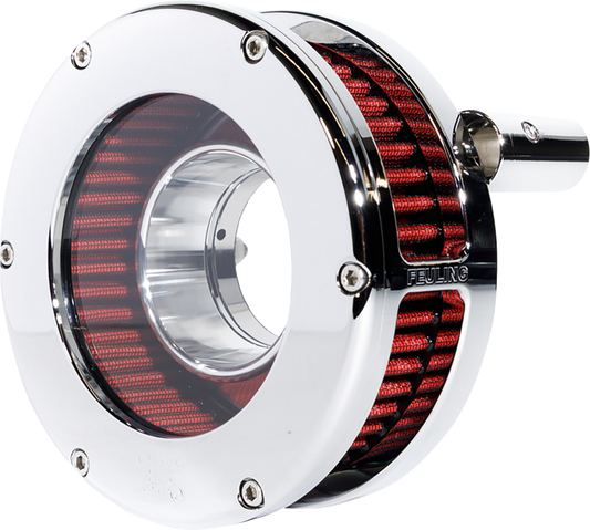 FEULING PARTS Slim BA Air Cleaner Kit - Chrome/Clear - Red Filter - Twin Cam 5448-S