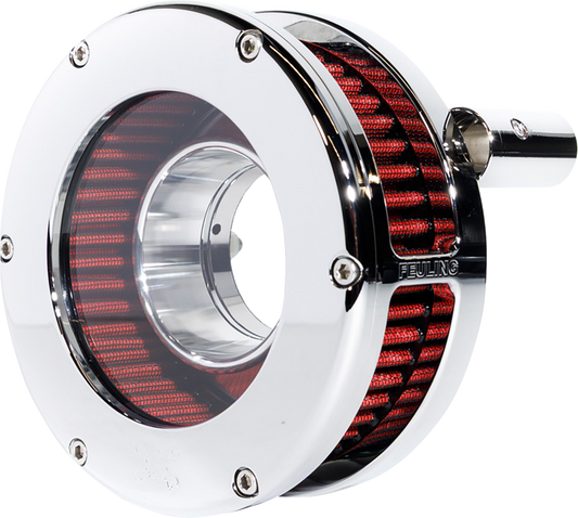 FEULING PARTS Slim BA Air Cleaner Kit - Chrome/Clear - Red Filter - '08-'17 Twin Cam 5458-S