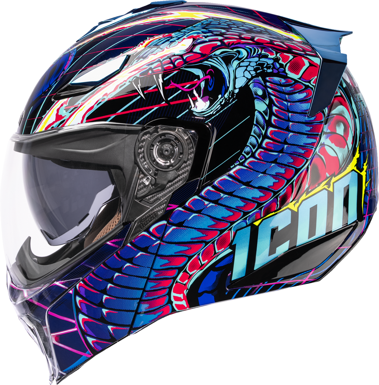 ICON Threshold™ Modular Helmet - Synthwave Lazer Cobra - Blue - XS 0100-2728