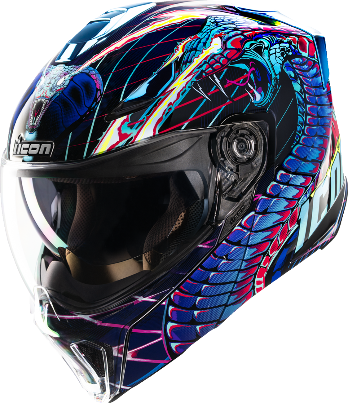 ICON Threshold™ Modular Helmet - Synthwave Lazer Cobra - Blue - Small 0100-2729