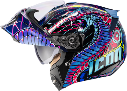 ICON Threshold™ Modular Helmet - Synthwave Lazer Cobra - Blue - XS 0100-2728