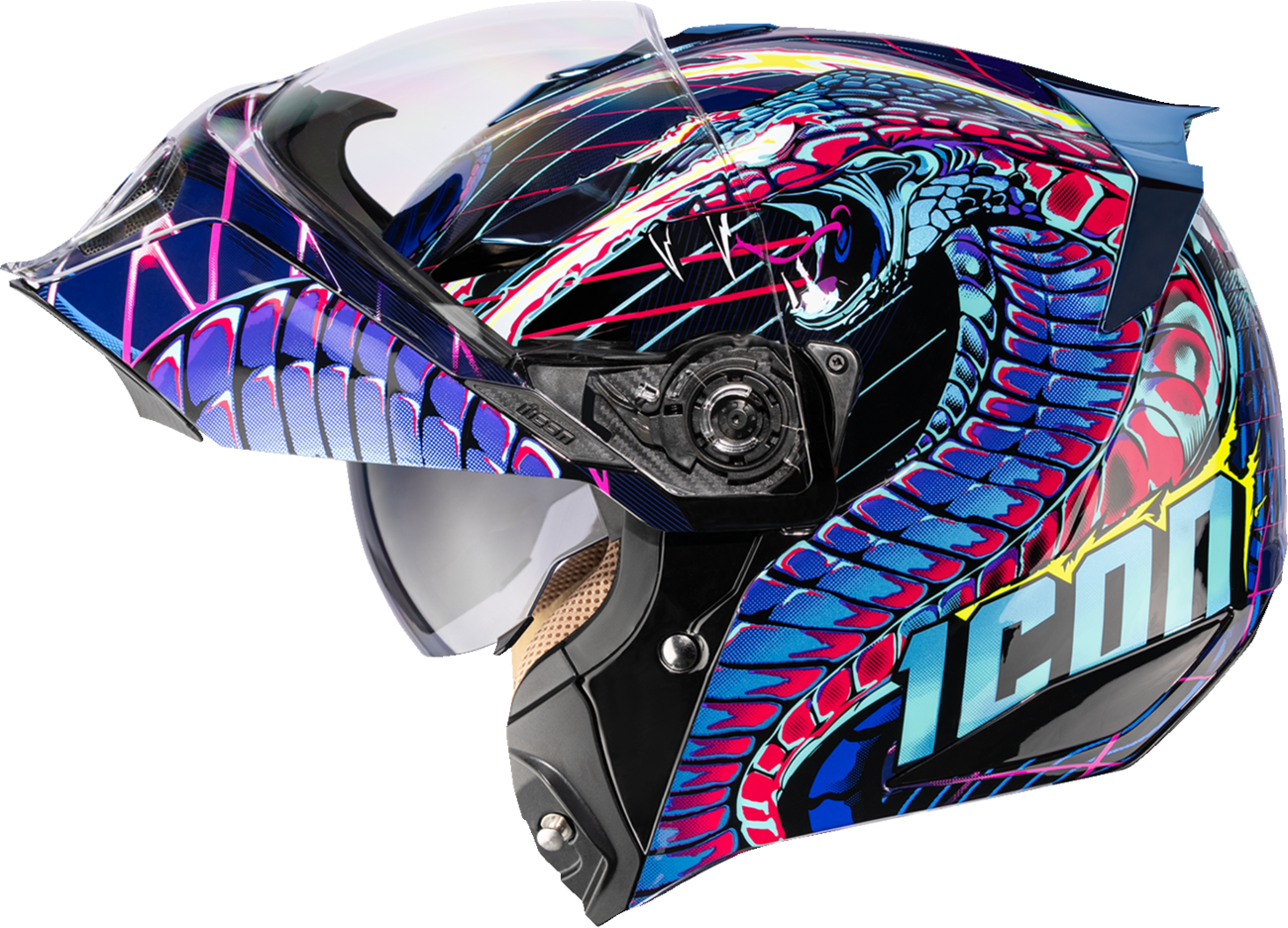 ICON Threshold™ Modular Helmet - Synthwave Lazer Cobra - Blue - Large 0100-2731