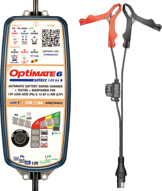 TECMATE OptiMate™ 6 Select Gold Battery Charger/Tester/Maintainer - 12 V - 6 A TM371V2