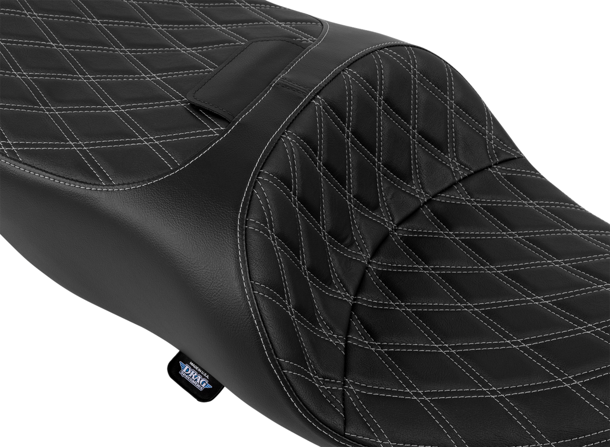 DRAG SPECIALTIES SEATS Freedom Seat - Vinyl - Double Diamond Silver Stitch - FLRT/FLTRT '15-'25 4727C