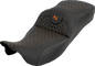 SADDLEMEN Extended Reach RoadSofa™ Seat - Dragon Scale - w/o Backrest - Orange Stitch - FLH/FLT '08-'25 808-07B-20903