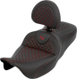 SADDLEMEN Roadsofa™ Seat - Dragon Scale - Red Stitch - with Backrest - Touring '08-'25 808-07B-208B4