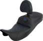 SADDLEMEN Extended Reach Roadsofa™ Seat - Dragon Scale - Blue Stitch - with Backrest - Touring '08-'25 808-07B-209B1