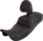 SADDLEMEN Extended Reach Roadsofa™ Seat - Dragon Scale - Red Stitch - with Backrest - Touring '08-'25 808-07B-209B4