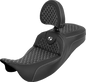 SADDLEMEN Extended Reach Roadsofa™ Seat - Dragon Scale - White Stitch - with Backrest - Touring '08-'25 808-07B-209B6