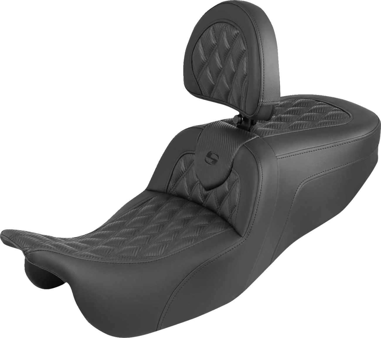 SADDLEMEN Roadsofa™ Carbon Fiber Seat - Lattice Stitch - With Backrest - FLRT/FLTRT '15-'25 815-07-206B0