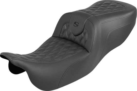 SADDLEMEN Roadsofa™ Carbon Fiber Seat - Lattice Stitch - Without Backrest - FLRT/FLTRT '15-'25 815-07-20600