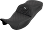 SADDLEMEN Extended Reach RoadSofa™ Seat - Dragon Scale - w/o Backrest - Silver Stitch - FLH/FLT '08-'25 808-07B-20905