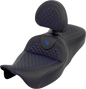 SADDLEMEN Roadsofa™ Seat - Dragon Scale - Blue Stitch - with Backrest - Touring '08-'25 808-07B-208B1