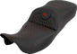 SADDLEMEN Extended Reach RoadSofa™ Seat - Dragon Scale - w/o Backrest - Red Stitch - FLH/FLT '08-'25 808-07B-20904