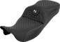 SADDLEMEN Extended Reach RoadSofa™ Seat - Dragon Scale - w/o Backrest - White Stitch - FLH/FLT '08-'25 808-07B-20906