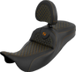 SADDLEMEN Extended Reach Roadsofa™ Seat - Dragon Scale - Orange Stitch - with Backrest - Touring '08-'25 808-07B-209B3