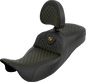 SADDLEMEN Extended Reach Roadsofa™ Seat - Dragon Scale - Gold Stitch - with Backrest - Touring '08-'25 808-07B-209B7