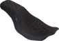MUSTANG Low Squareback Seat - Double Diamond - Mandarin Orange Stitch - FLH/FLT '23-'26 88514 MO