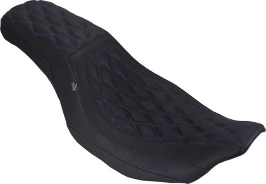 MUSTANG Low Squareback Seat - Double Diamond - Sky Blue Stitch - FLH/FLT '23-'26 88514 SB