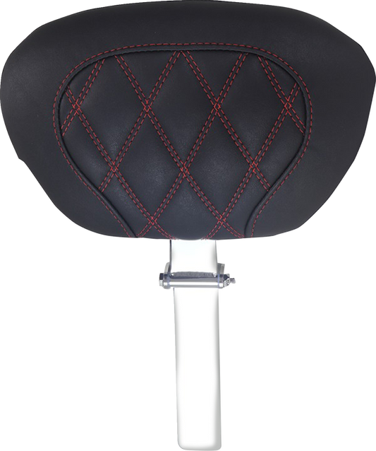 MUSTANG Driver Backrest - Double Diamond - American Beauty Stitch - FLH/FLT '08-'25 89539AB